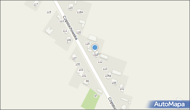 Giebło, Częstochowska, 114, mapa Giebło