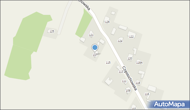 Giebło, Częstochowska, 117, mapa Giebło