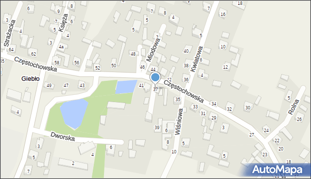 Giebło, Częstochowska, 37, mapa Giebło