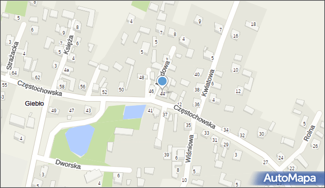 Giebło, Częstochowska, 44, mapa Giebło