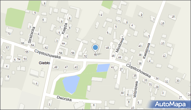 Giebło, Częstochowska, 50, mapa Giebło