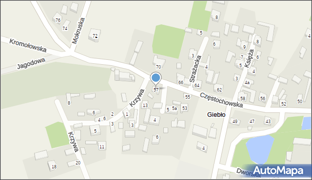 Giebło, Częstochowska, 57, mapa Giebło