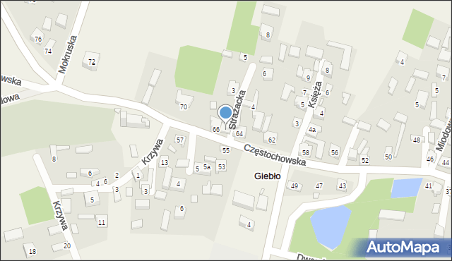 Giebło, Częstochowska, 68, mapa Giebło