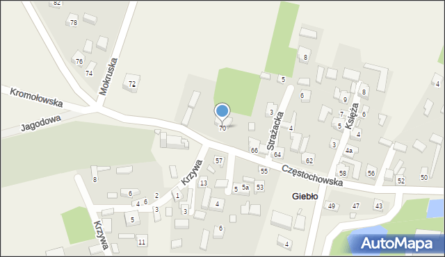 Giebło, Częstochowska, 70, mapa Giebło