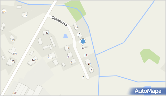 Glinno, Czerwcowa, 13, mapa Glinno