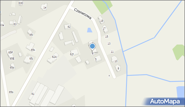 Glinno, Czerwcowa, 4, mapa Glinno