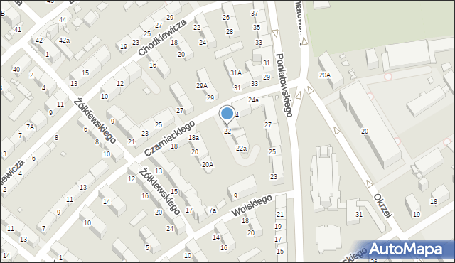 Gliwice, Czarnieckiego Stefana, hetm., 22, mapa Gliwic