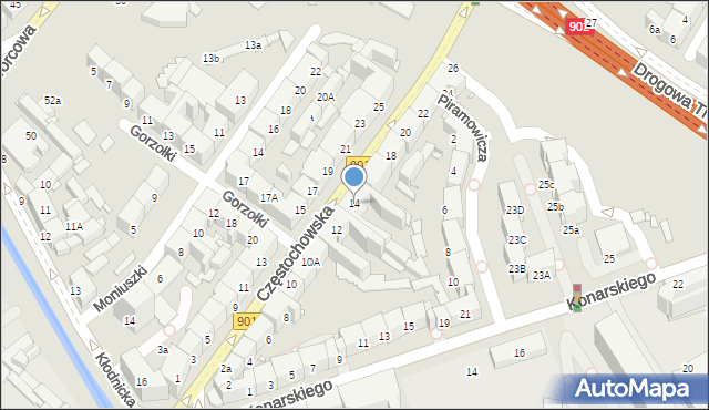 Gliwice, Częstochowska, 14, mapa Gliwic