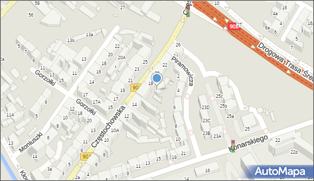 Gliwice, Częstochowska, 18a, mapa Gliwic