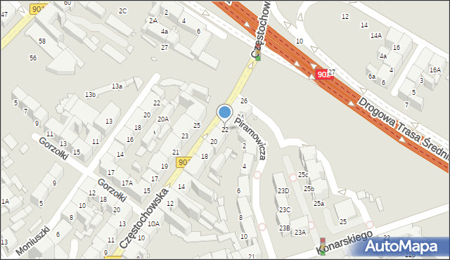 Gliwice, Częstochowska, 22, mapa Gliwic