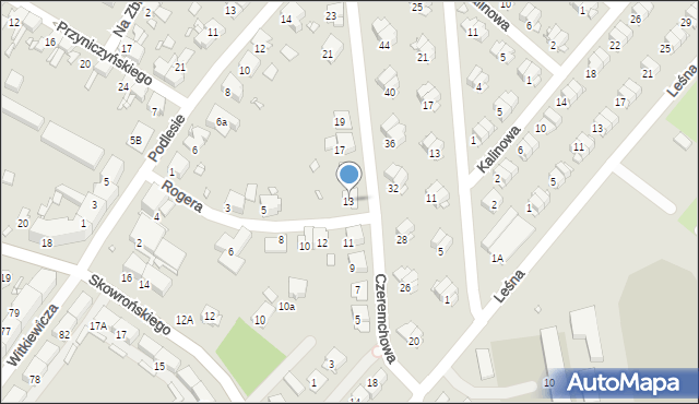 Gliwice, Czeremchowa, 13, mapa Gliwic