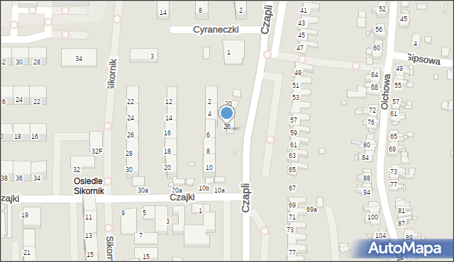 Gliwice, Czapli, 28, mapa Gliwic