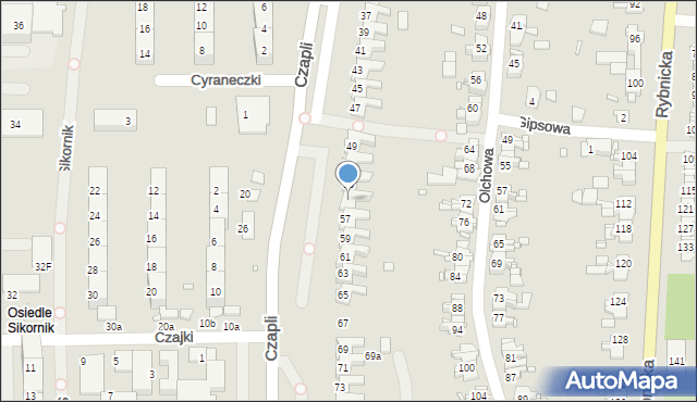 Gliwice, Czapli, 55, mapa Gliwic