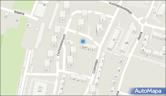 Gliwice, Czernego Jana, mjr. pil., 10, mapa Gliwic