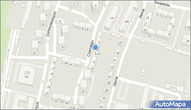 Gliwice, Czernego Jana, mjr. pil., 7, mapa Gliwic