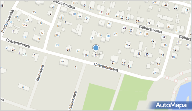 Gniezno, Czeremchowa, 21, mapa Gniezna