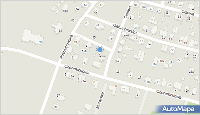 Gniezno, Czeremchowa, 7, mapa Gniezna