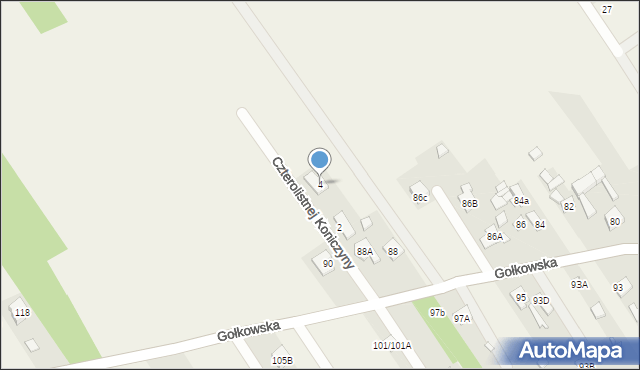 Gołków, Czterolistnej Koniczyny, 4, mapa Gołków