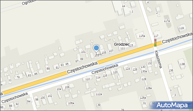 Grodziec, Częstochowska, 103, mapa Grodziec