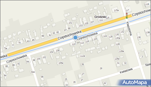 Grodziec, Częstochowska, 112, mapa Grodziec