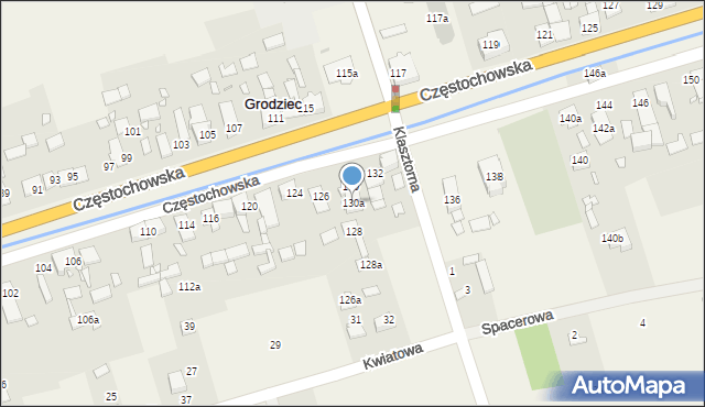 Grodziec, Częstochowska, 130a, mapa Grodziec