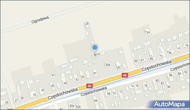 Grodziec, Częstochowska, 59, mapa Grodziec