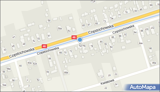 Grodziec, Częstochowska, 74, mapa Grodziec