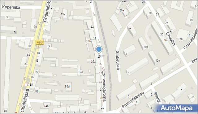 Grudziądz, Czerwonodworna, 15, mapa Grudziądza