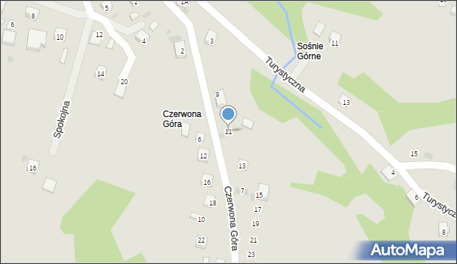 Grybów, Czerwona Góra, 11, mapa Grybów