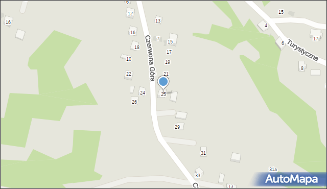 Grybów, Czerwona Góra, 25, mapa Grybów