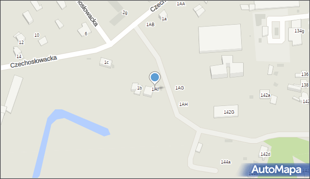 Gryfino, Czechosłowacka, 1AI, mapa Gryfino