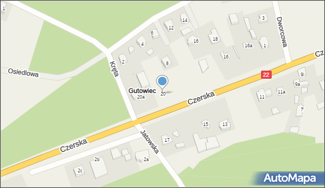 Gutowiec, Czerska, 20, mapa Gutowiec