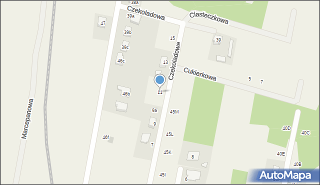 Henryków, Czekoladowa, 11, mapa Henryków