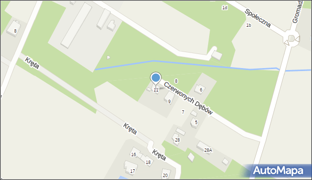 Henryków-Urocze, Czerwonych Dębów, 11, mapa Henryków-Urocze