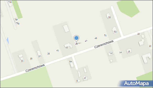 Jakubowice Konińskie-Kolonia, Czeremchowa, 45, mapa Jakubowice Konińskie-Kolonia