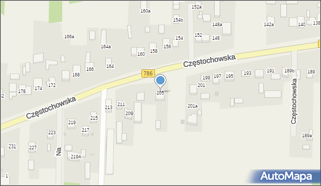 Jaskrów, Częstochowska, 205, mapa Jaskrów