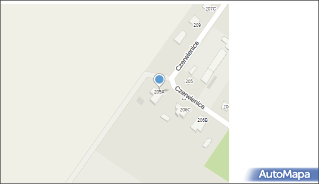 Jastrząb, Czerwienica, 205A, mapa Jastrząb