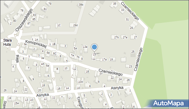 Jaworzno, Czarnieckiego Stefana, hetm., 13, mapa Jaworzno