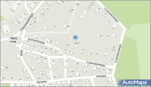 Jaworzno, Czarnieckiego Stefana, hetm., 13a, mapa Jaworzno