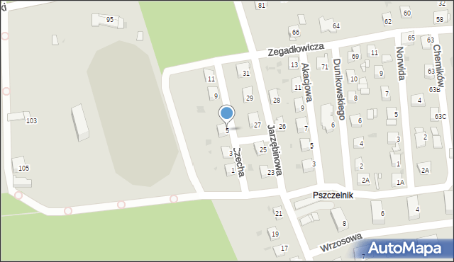 Jaworzno, Czecha Bronisława, 5, mapa Jaworzno