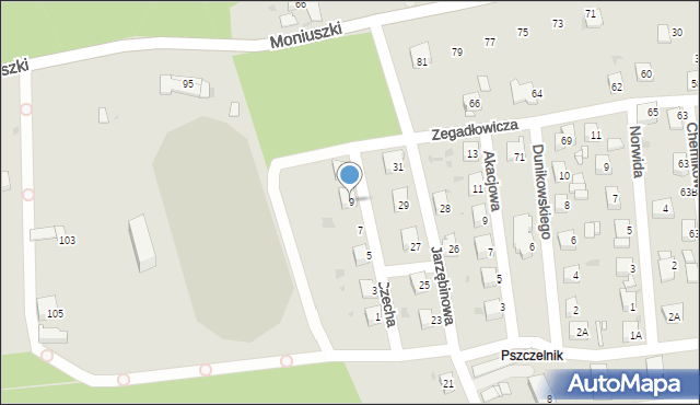Jaworzno, Czecha Bronisława, 9, mapa Jaworzno