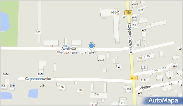 Kalisz, Częstochowska, 107c, mapa Kalisza