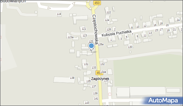 Kalisz, Częstochowska, 129, mapa Kalisza