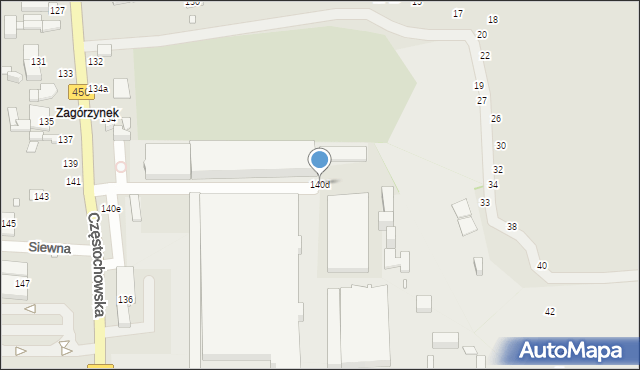 Kalisz, Częstochowska, 140d, mapa Kalisza