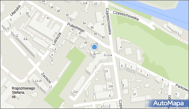 Kalisz, Częstochowska, 21, mapa Kalisza