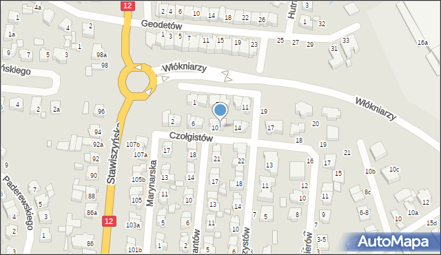 Kalisz, Czołgistów, 12, mapa Kalisza