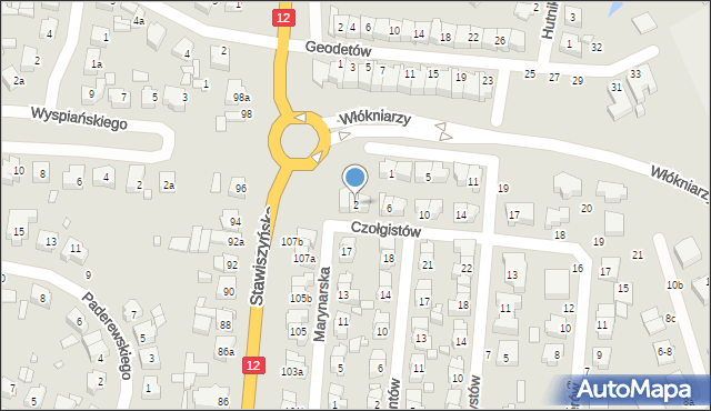 Kalisz, Czołgistów, 2, mapa Kalisza
