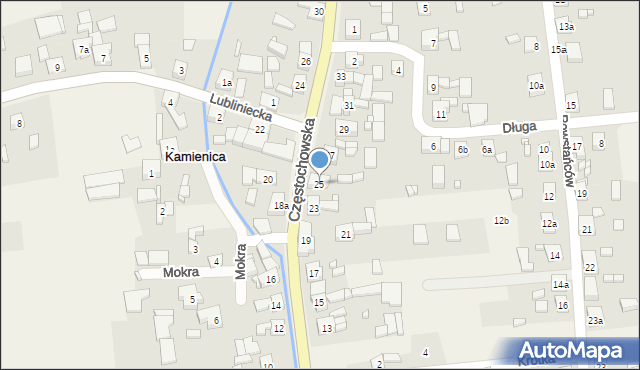 Kamienica, Częstochowska, 25, mapa Kamienica