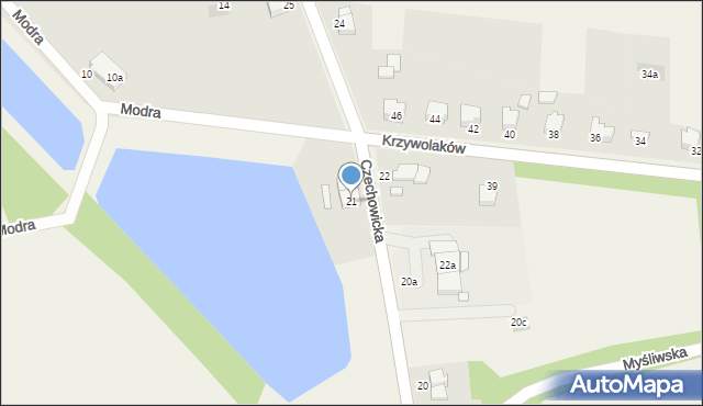 Kaniów, Czechowicka, 21, mapa Kaniów