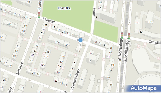 Katowice, Czerwińskiego Bolesława, 11, mapa Katowic